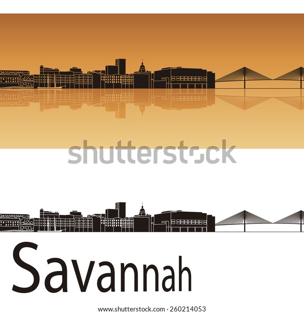 Savannah Skyline Orange Background Editable Vector Stock Vector