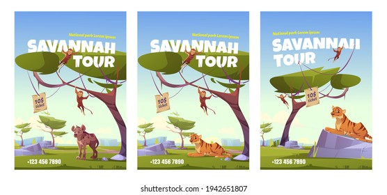 Savannah tour poster with african animals