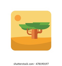 Savannah tree color flat icon