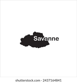 Savanne Mauritius Karte und schwarze Schrift Design auf weißem Hintergrund