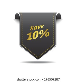 Save 10 Gold Black Label Icon Vector Design