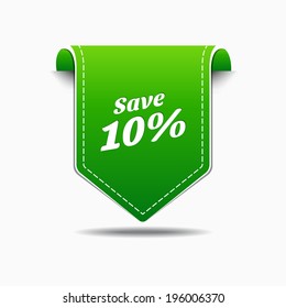 Save 10 Green Label Icon Vector Design