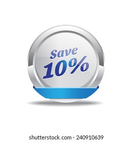 Save 10 Percent Blue Circular Vector Button