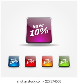 save 10 percent Colorful Vector Icon Design