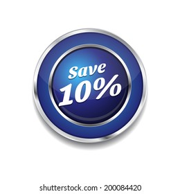Save 10 Percent Glossy Shiny Circular Vector Button