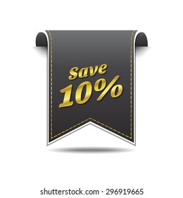 save 10 percent golden Vector Icon Design