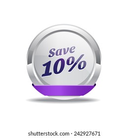 Save 10 Percent Purple Circular Vector Button
