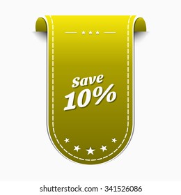 save 10 percent Yellow Vector Icon Design