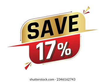 Ahorre un 17% aislado en el fondo blanco. 17 por ciento. Concepto de ventas. 3 quinquies ilustración.