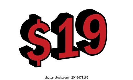 Sparen Sie 19 Dollar - 19 3D-Symbol-Angebot für den roten Preis
