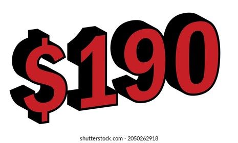 Save 190 Dollar - $190 3D red Price Symbol Offer	