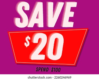 Save $20 spend $100 limited discount