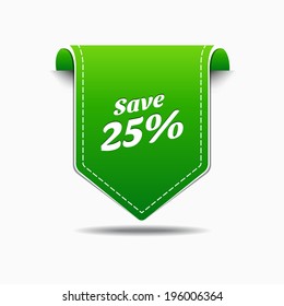 Save 25 Green Label Icon Vector Design