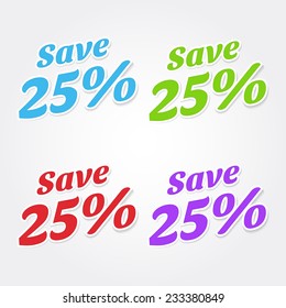 Save 25 Percent Colorful Vector Icon Design