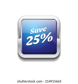 save 25 Percent Glossy Shiny Rounded Corner Vector Button