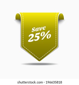 Save 25 Yellow Label Icon Vector Design