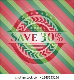 Save 30% christmas emblem.