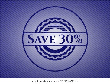 Save 30% emblem with jean texture