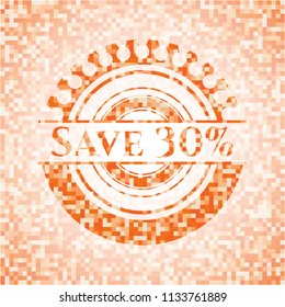 Save 30% orange mosaic emblem