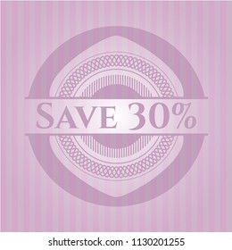 Save 30% retro style pink emblem
