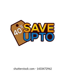 Save up to 40 percent icon stock-vector
