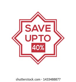 Save up to 40 percent label stock-vector