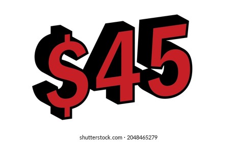 Sparen Sie 45 Dollar - 45 3D-Symbol-Angebot für den roten Preis