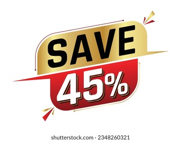 Ahorre el 45% aislado en el fondo blanco. 45 por ciento. Concepto de ventas. 3 quinquies ilustración.