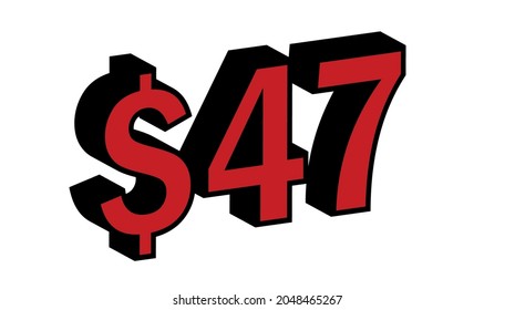 Ahorra 47 dólares - Oferta de símbolo de precio rojo 3D de $47