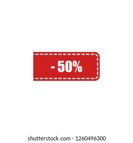 Save 50% Offer Red Label. Vector icon
