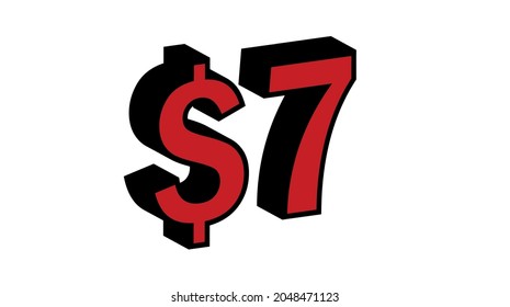 Guardar 7 dólares - Oferta de símbolo de precio rojo 3D de $7