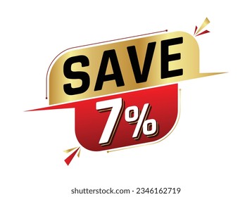 Save 7% isolated on white background. 7 percent. Sales concept. 3d illustration.