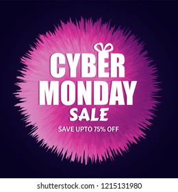 Save up to 75 percen discount offer for Cyber Monday Sale. Template or flyer design for advertisement concept.