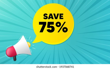 Save 75 percent off. Sale Discount offer price sign. Vector