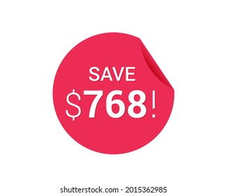 Save $768 us dollars sticker