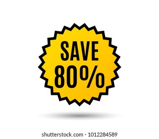 Save 80% off. Sale Discount offer price sign. Special offer symbol. Star button. Graphic design element. Vector