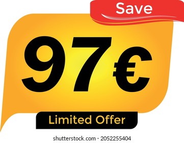 Save 97 Euro - 97€ yellow Price Symbol Offer