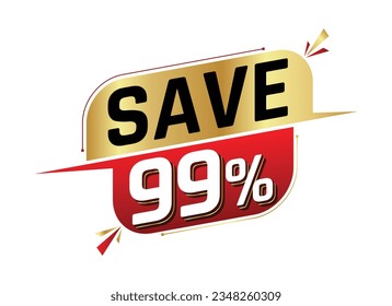 Ahorre el 99% aislado en el fondo blanco. 99 por ciento. Concepto de ventas. 3 quinquies ilustración.