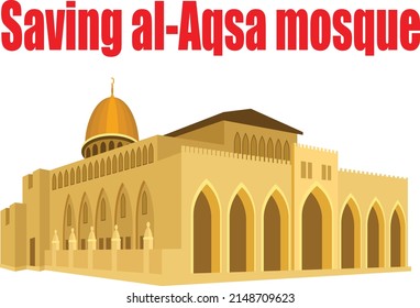Save Al-Aqsa Mosque Background Vector Illustration