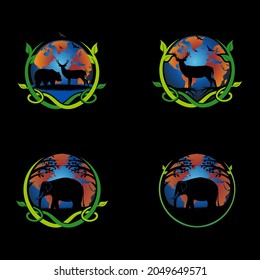 save animal or save earth logo suitable for stickers and screen printing