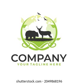 save animal or save earth logo suitable for stickers and screen printing