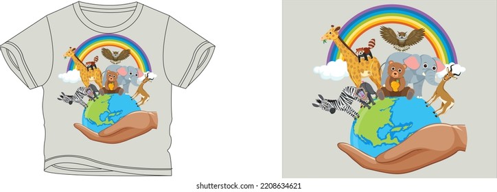 die Tier-T-Shirt-Design-Hintergrund Farbe ist grau und T-Shirt Farbe ist eine graue schöne Farbe und schöne Design