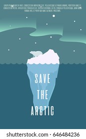 Save the Arctic. Vector retro poster.