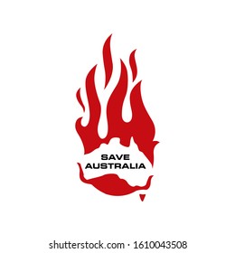 save australia fire flame burn logo vector icon illustration