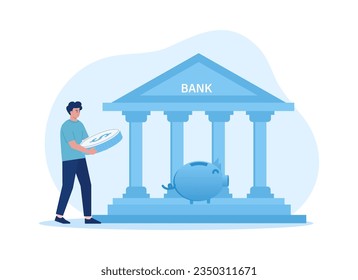 guardar en la ilustración plana de concepto de tendencia bancaria
