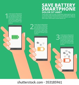 Save Battery Smart Phone Info Graphic Design