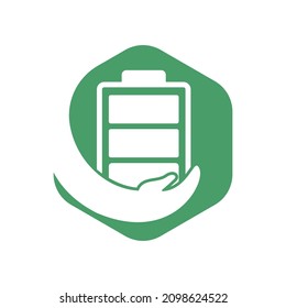Save battery vector logo template illustration.	