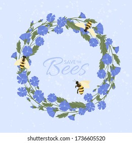 Save The Bees Design. Postcard or poster motive.
