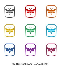 Save the Bees icon isolated on white background. Set icons colorful