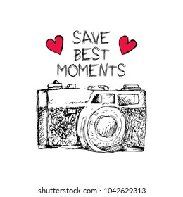Save best moments lettering and camera